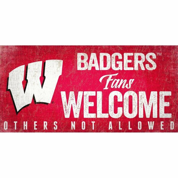 Fan Creations Wisconsin Badgers Wood Sign Fans Welcome 12x6 7846014587